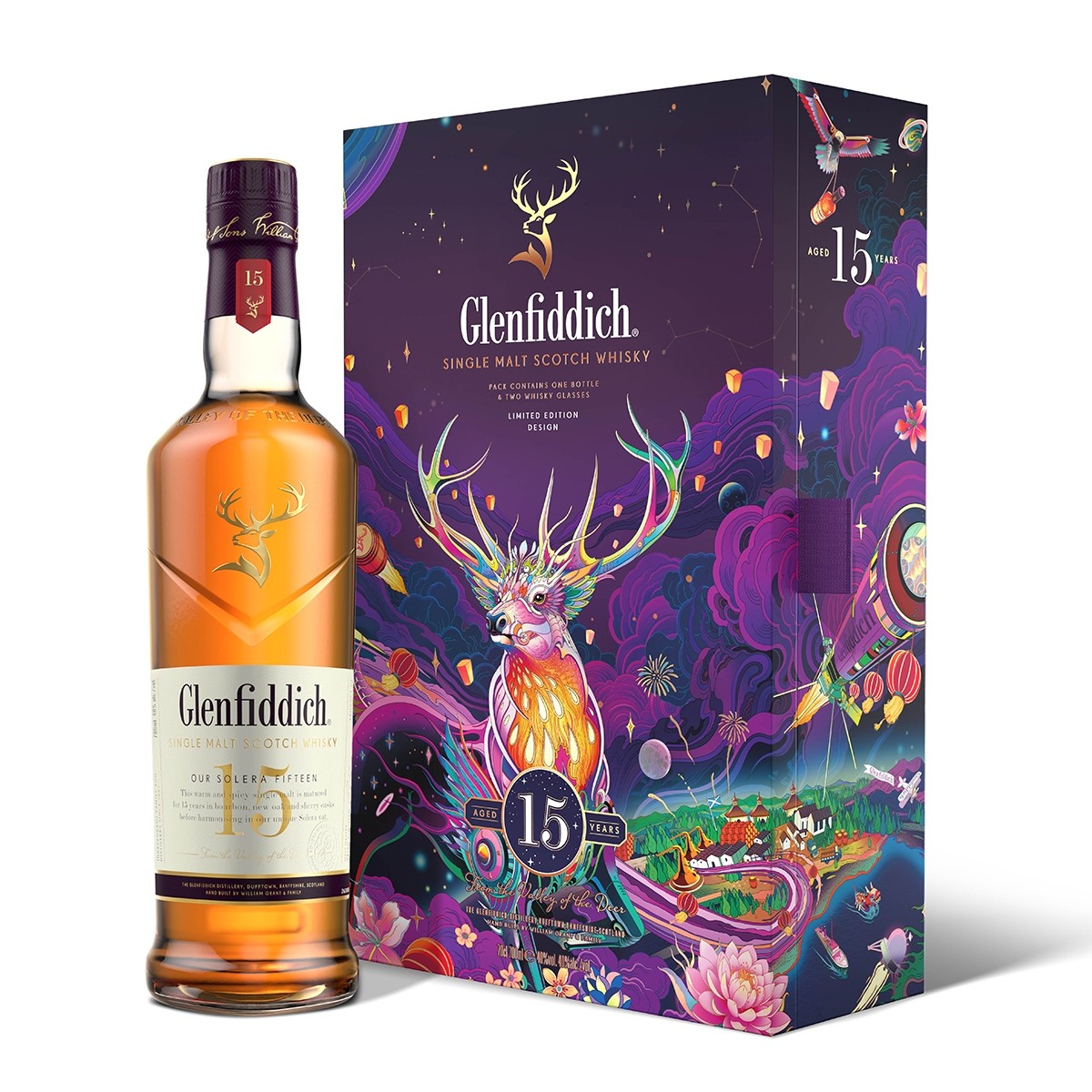 Glenfiddich 15 Ani + 2 Pahare Chinese Edition