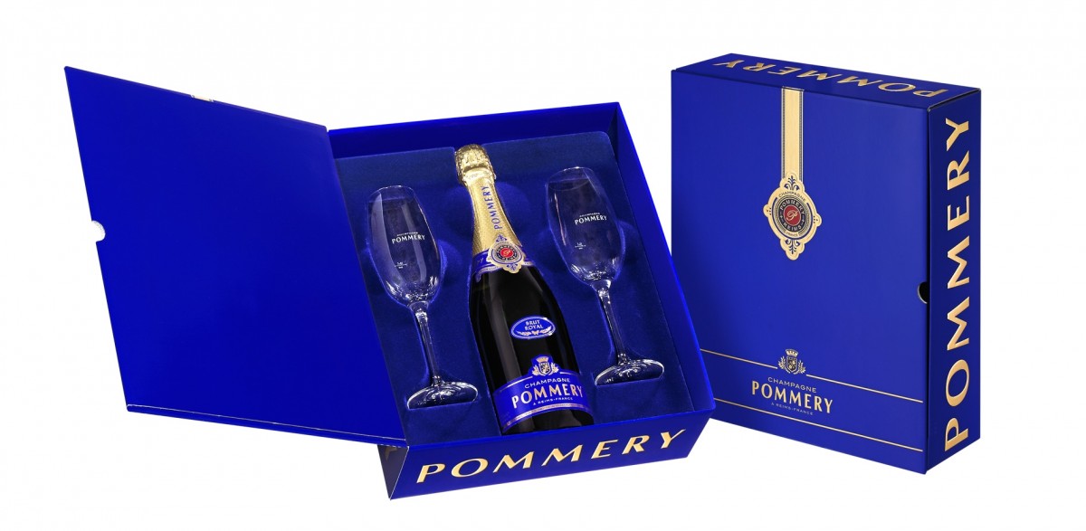 Champagne Pommery Brut Royal - Cutie cadou cu 2 pahare