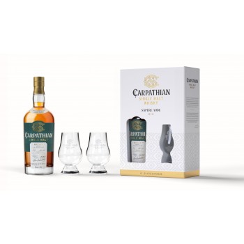 Pachet Carpathian Single Malt Feteasca Neagra 700 ml - 46% + 2 pahare 
