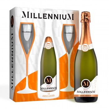Pachet Spumant Millennium Demisec + 2 pahare